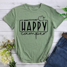 Happy Camper Round Neck T-shirt