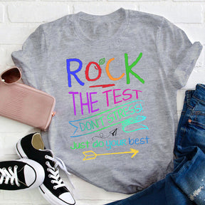 T-shirt drôle de professeur de test Rock The Test