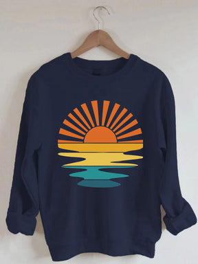 Retro Sunset Rays Wavy Sweatshirt