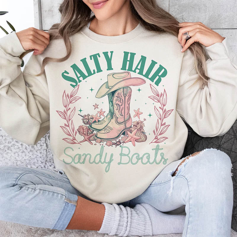 Salt Hair Sandy Boots Cowgirl Sweatshirt