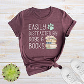 T-shirt facilement distrait par les chiens et les livres