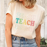 Retro Teach Letter Print T-shirt