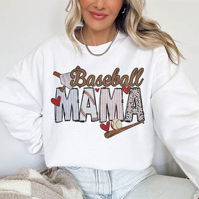 Retro Baseball Mama Print Sweatshirt