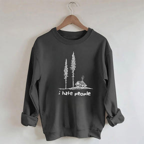 I Hate People Letter Print Sweatshirt