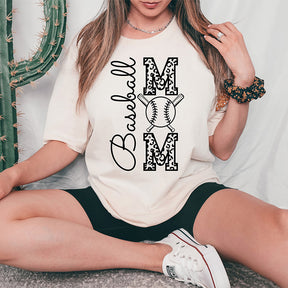 Baseball Mom Leopard Print T-shirt