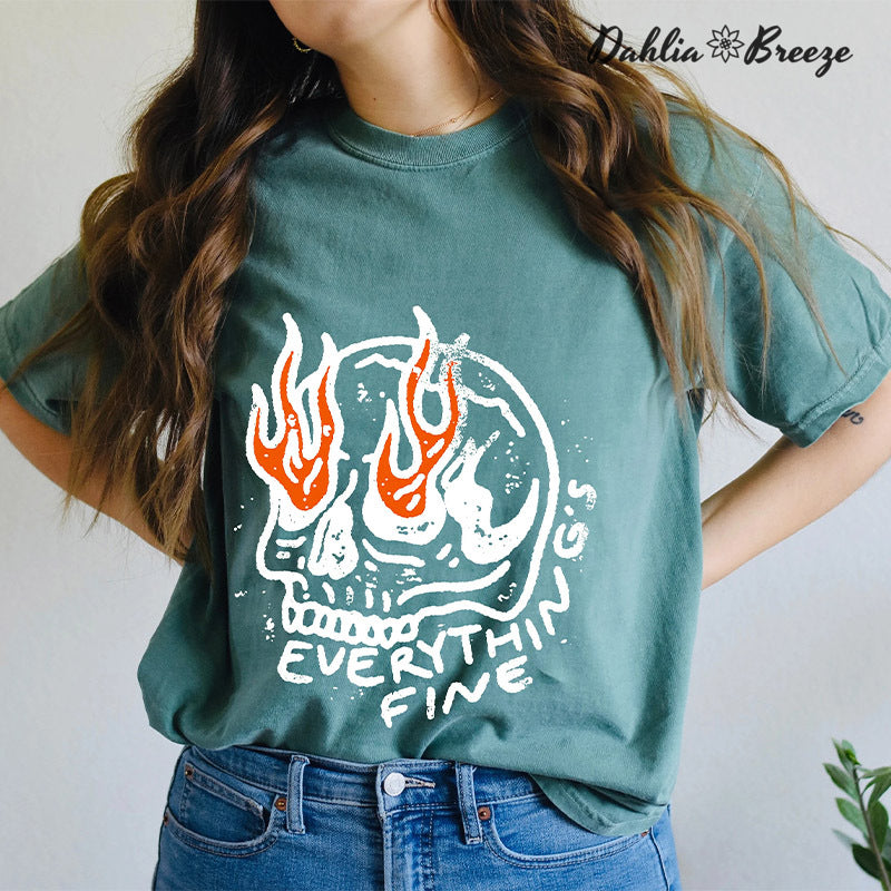 Everything Is Fine Vintage Skull T-shirt
