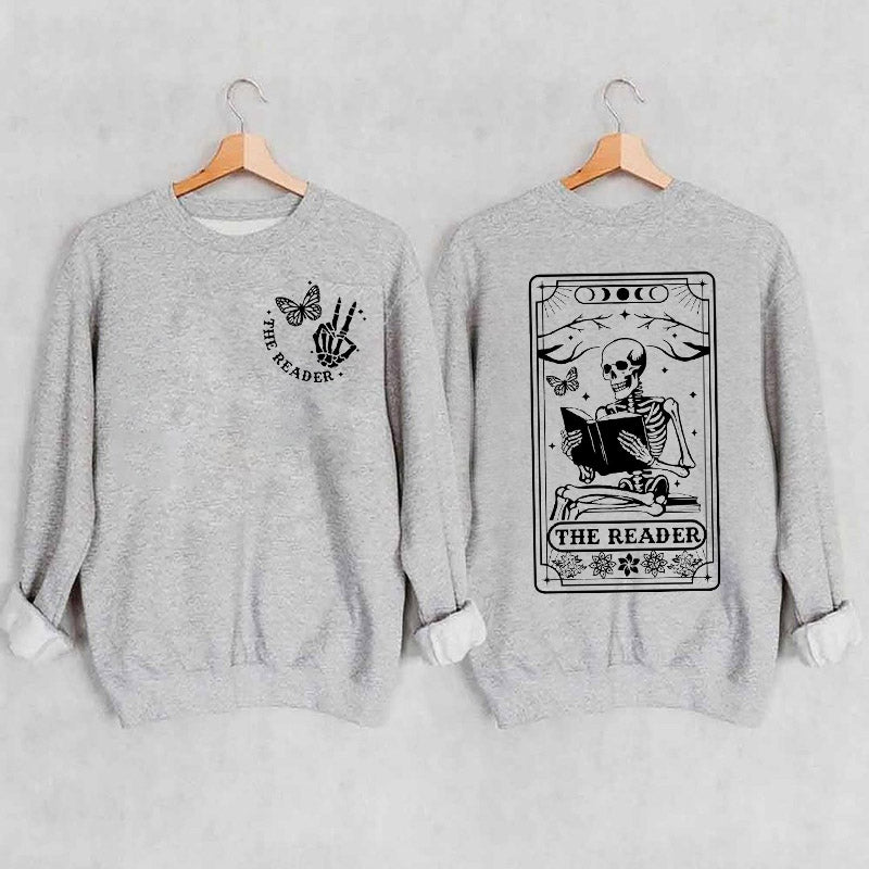 The Reader Tarot Card Skeleton Reading Sweatshirt