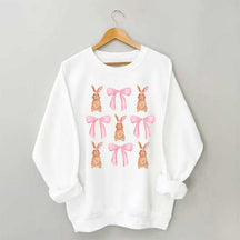 Sweat-shirt Joyeuses Pâques avec nœud en forme de lapin