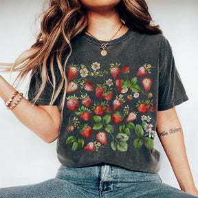 Floral Strawberry Botanical Plant T-shirt