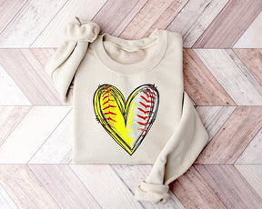 Softball Distressed Heart Sweatshirt