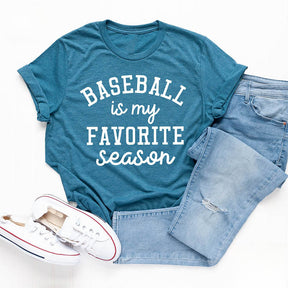 Baseball Is My Favorite Season Letter Print T-shirt