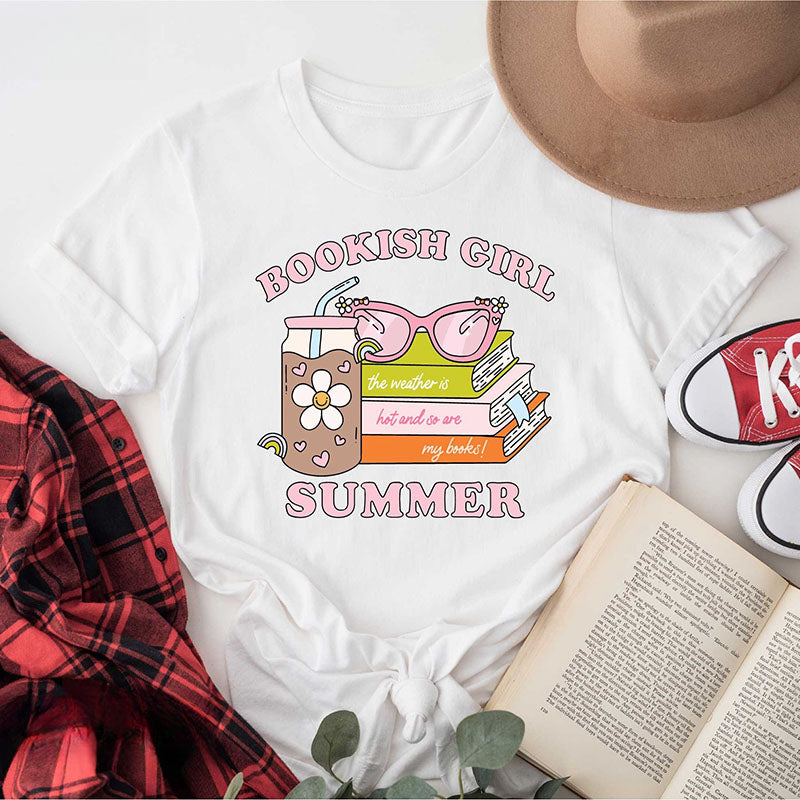 Bookish Vacation Book Girl Summer T-shirt