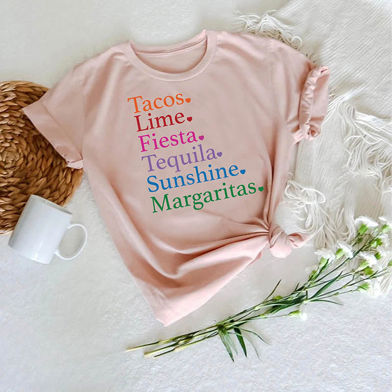 T-shirt imprimé lettre Tacos et Tequila