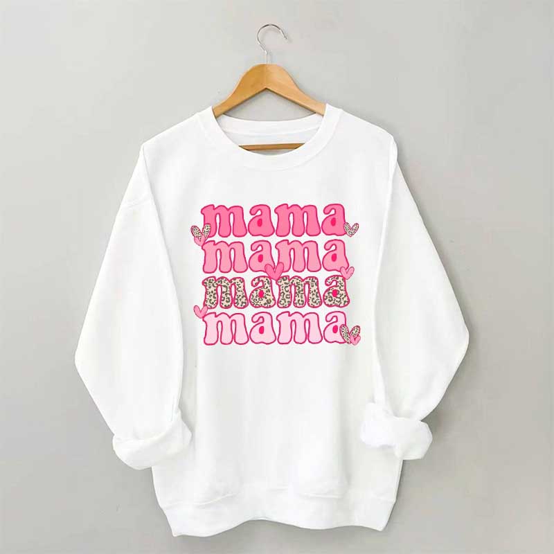 Cute Heart Mama Print Sweatshirt