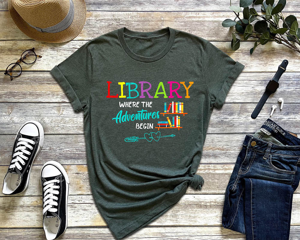 T-shirt Bibliothèque Où commence l'aventure