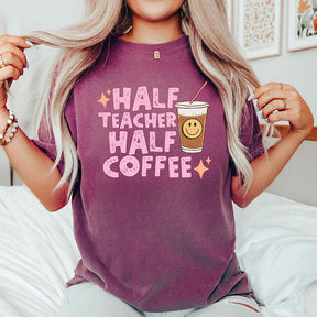 Retro Half Teacher Half Coffee T-shirt