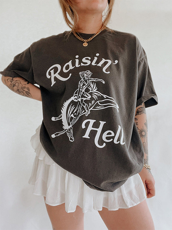 Raisin' Hell Cowgirl Western T-shirt