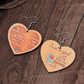 Book Lover Heart Earrings