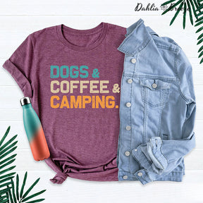 Dogs Coffee Camping T-shirt