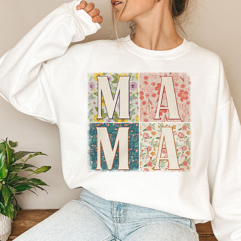 Retro Floral Mama Print Sweatshirt