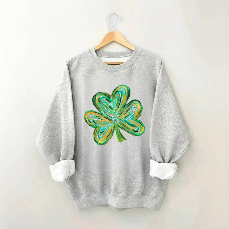 Cute St Patricks Four Leaf Clover Sweatshirt