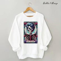 The Reader Tarot Card  Booktrovert Skull Sweatshirt