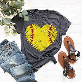 Distressed Baseball Heart T-shirt