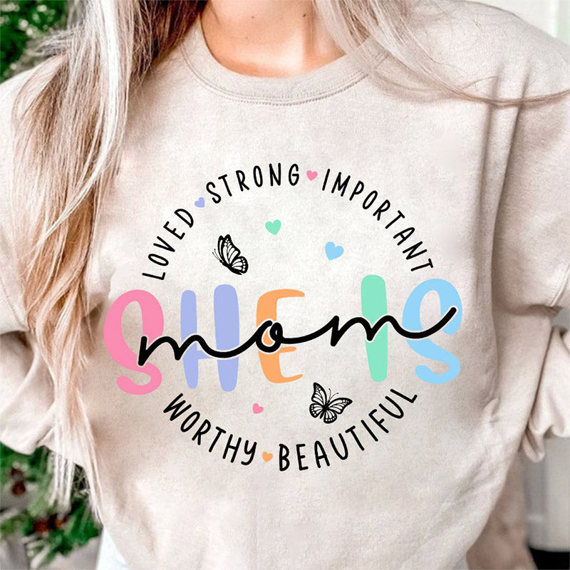 She is Mom Retro Mama Quotes Sweatshirt