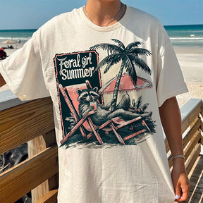 Feral Girl Summer Funny T-shirt