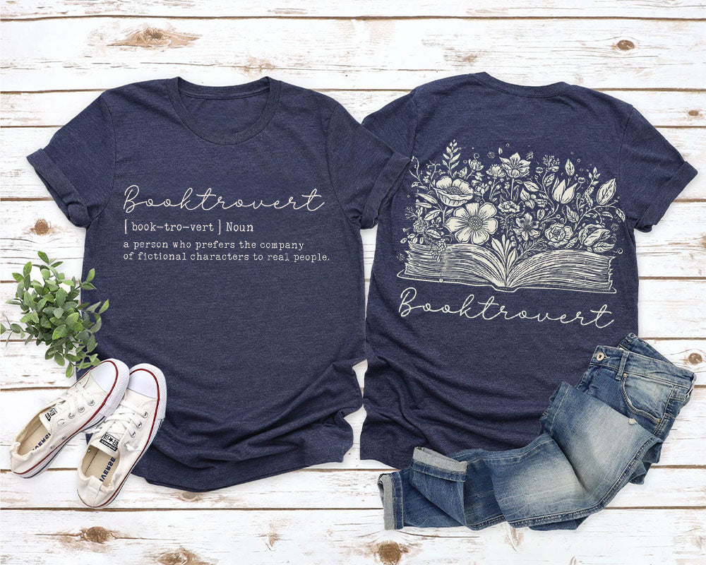 Booktrovert Definition Floral Book T-shirt