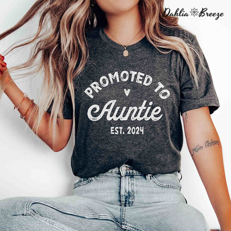 Promoted to Auntie Letter Print T-shirt