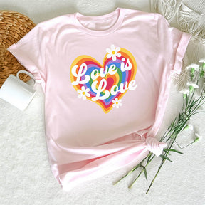 Vintage Rainbow Heart Love Is Love T-shirt