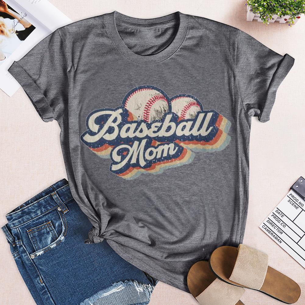 Baseball Mom Print T-shirt