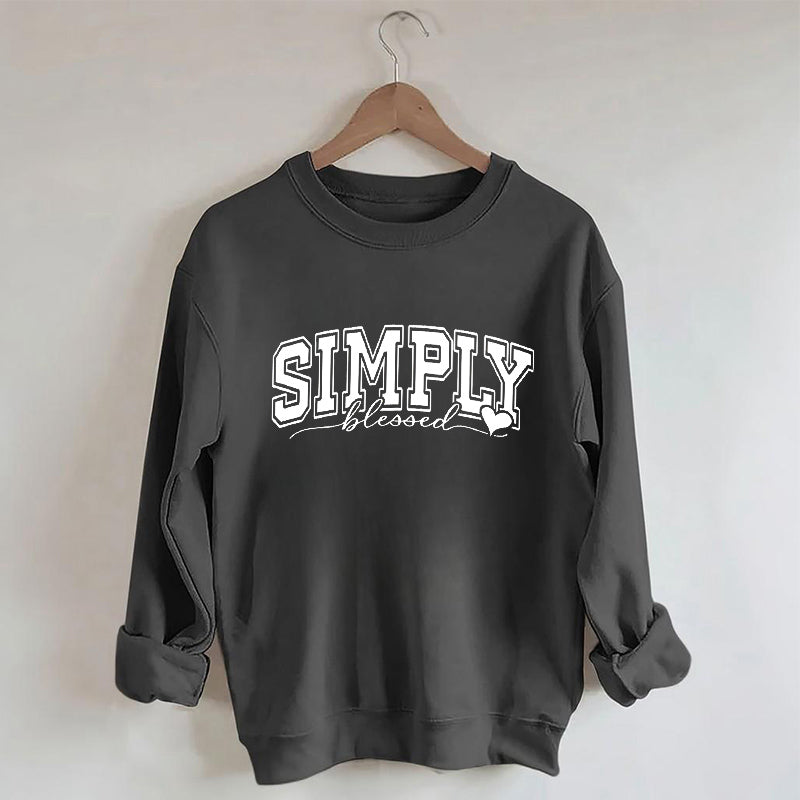 Simply Blessed Letter Print Sweatshirt