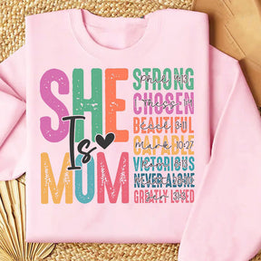 She is Mom Letter Print Sweatshirt