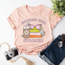 Bookish Vacation Book Girl Summer T-shirt