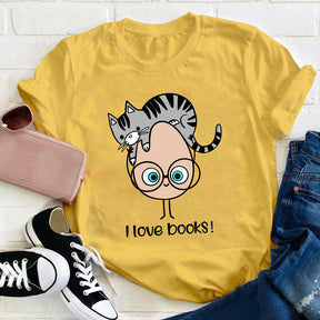 I Love Books Cat T-shirt