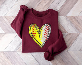 Softball Distressed Heart Sweatshirt