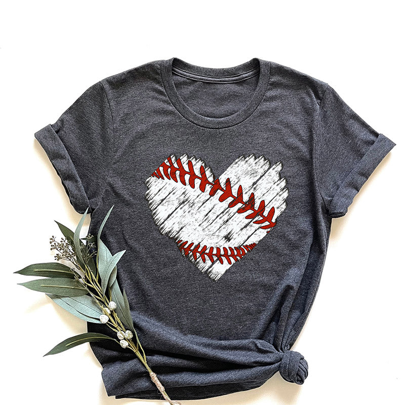 Baseball Distress Heart T-shirt