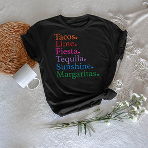 T-shirt imprimé lettre Tacos et Tequila