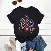 Vintage Moon Butterfly Print T-shirt