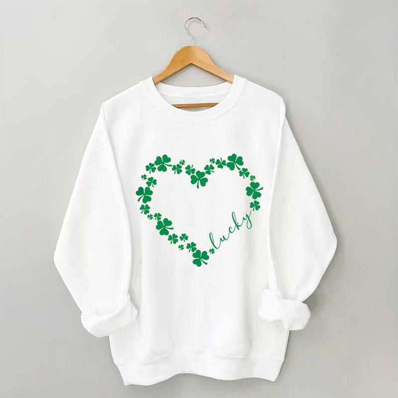 Herz-Kleeblatt-Sweatshirt zum St. Patrick's Day