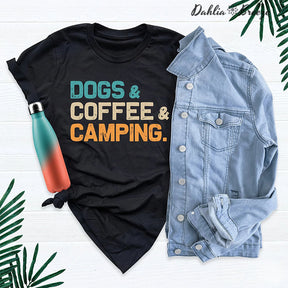 Dogs Coffee Camping T-shirt