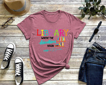 T-shirt Bibliothèque Où commence l'aventure