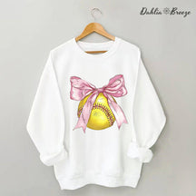 Coquette Pink Bow Softball Mama Sweatshirt