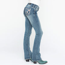 Bestickte Slim-Jeans mit mittlerer Taille