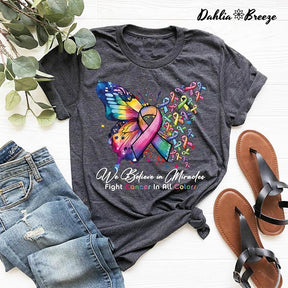 Cancer Warrior Butterfly Print T-shirt