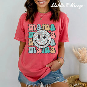 Retro Smiley Face Mama T-shirt