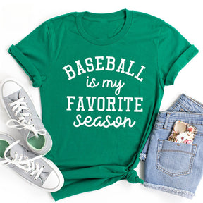 Baseball Is My Favorite Season Letter Print T-shirt