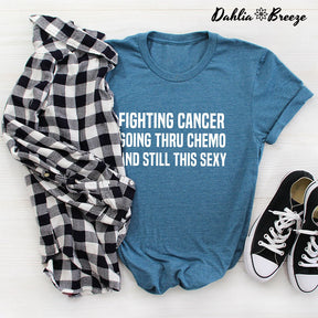 Fighting Cancer Letter Print T-shirt